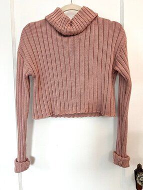 Cropped Ribbed Knit Turtleneck Sweater | Y2K Forever 21 | Size Small